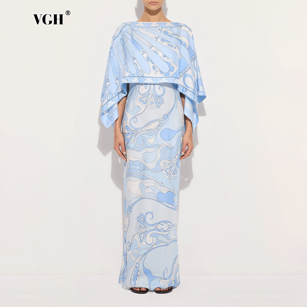 Women Formal Wear Set - VGH Jasnoniebieski Abstrakcyjny Wzór Dwuczęściowy Zestaw