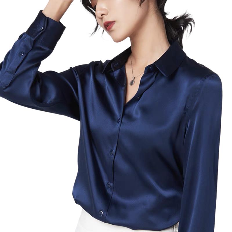 Silk Blouse Button - Eleganckie satynowe bluzki z długim rękawem