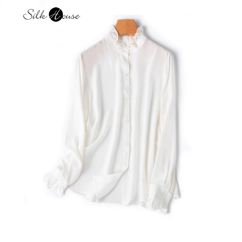 Silk Blouse Button - 2025 moda damska nowy 100% naturalny