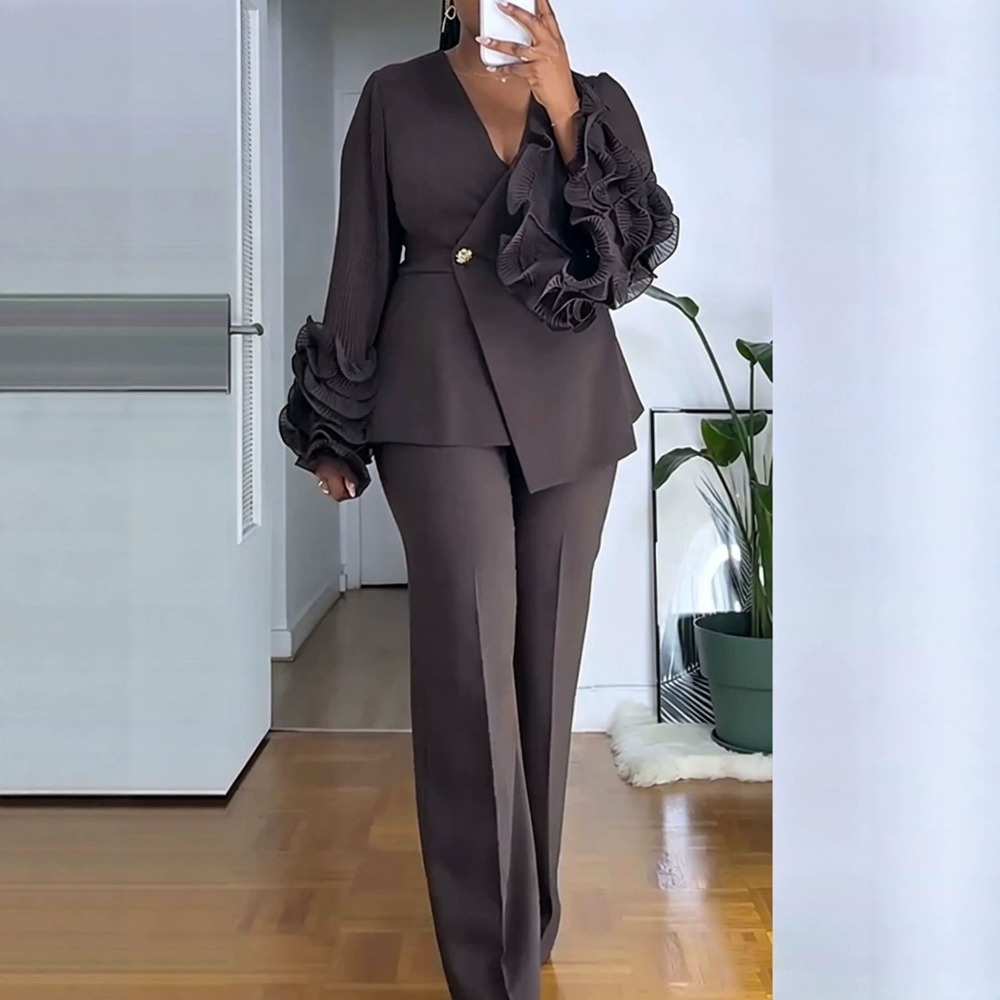 Women Formal Wear Set - Damski dwuczęściowy garnitur ze spodniami, elegancki