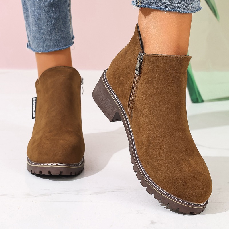 Women Formal Wear With Shoes - Damskie Botki Jesienno-Zimowe Z Bocznym Zamkiem