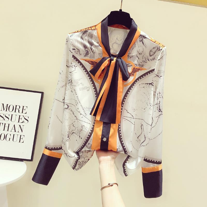 Kobieta koreańska, z nadrukiem – Silk Blouse Button recenzja i cena