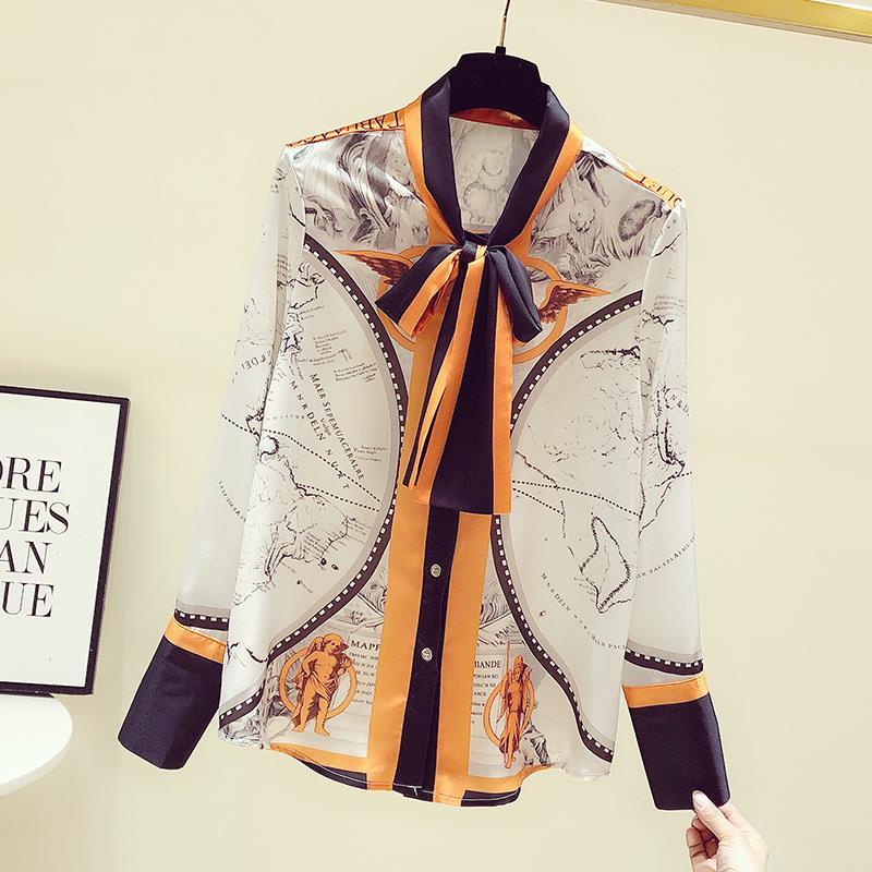 Kobieta koreańska, z nadrukiem – Silk Blouse Button recenzja i cena