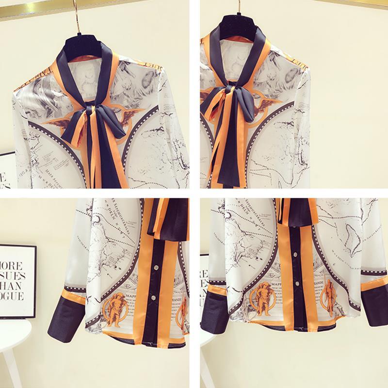 Kobieta koreańska, z nadrukiem – Silk Blouse Button recenzja i cena