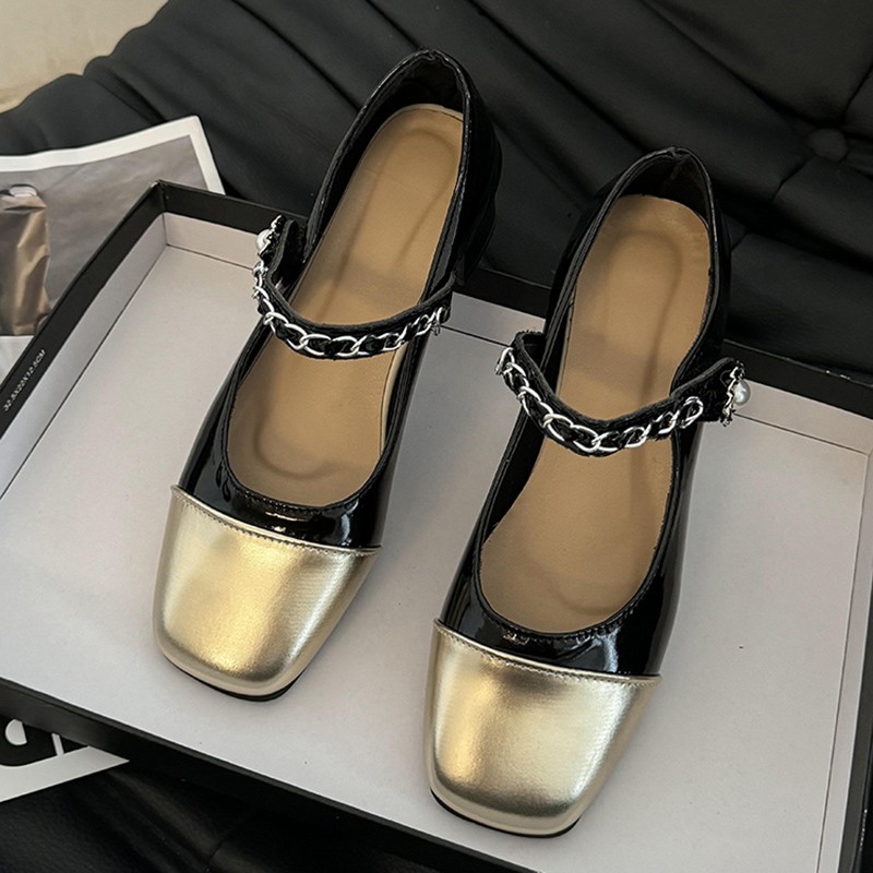 Klapki na grubym obcasie z per – Women Formal Wear Black And White recenzja i cena