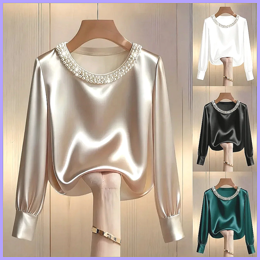 Elegancka satynowa bluzka z ko – Silk Blouse Button recenzja i cena