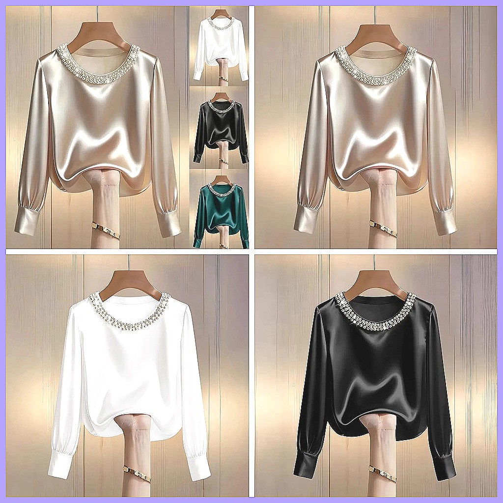 Elegancka satynowa bluzka z ko – Silk Blouse Button recenzja i cena