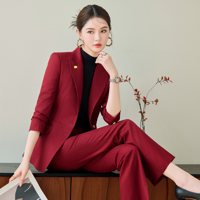 Czerwony garnitur damski, wyso – Women Formal Wear Winter recenzja i cena