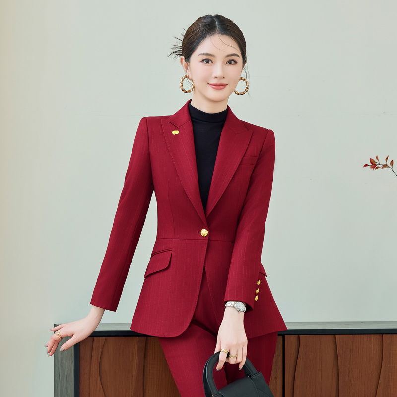 Czerwony garnitur damski, wyso – Women Formal Wear Winter recenzja i cena