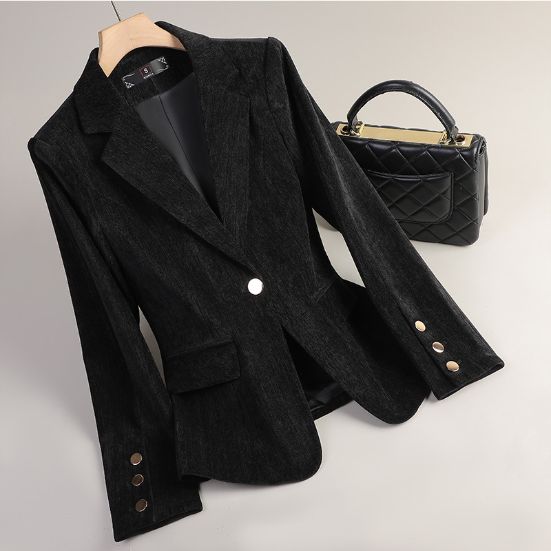 Żółta Złota Aksamitna Marynark – Women Formal Wear Winter recenzja i cena